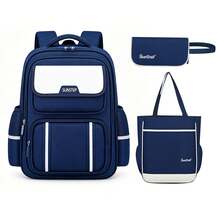 Set 3pcs Gaya Inggris: Ransel + Tas Jinjing + Tas Clutch Kecil, Ransel Kapasitas Besar dengan Banyak Kompartemen, Penutup Resleting Ganda, Tali Lebar, Ransel Gaya Kampus - Set tiga potong - View 2