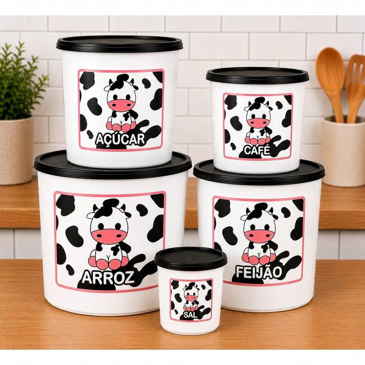 Conjunto de  5 Mantimentos Para Cozinha de Alta Qualidade - Branco - Visão 1