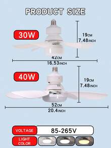 易安裝智慧風扇燈附遙控器－3種可調模式與風速，85-265V，E27燈座，適合臥室、浴室、廚房、客廳 - 均碼 - 查看 12