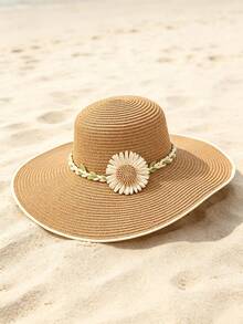 1PC Summer Straw Hat Chain | Versatile Hat Decor For Beach & Daily Use, Fits Straw Hats, Felt Hats & Dress Hats - White - View 2