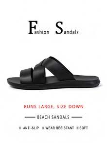 Sandal Pria Musim Semi/Panas Terbaru, Nyaman, Modis, Desain Tali Silang, Sandal Dalam/Luar Ruangan - semuanya berwarna hitam - View 2