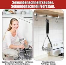 Stainless Steel Potato Masher With Soft Handle, Kitchen Press For Potatoes, Vegetables, Fruits And Jam - Silver - View 2
