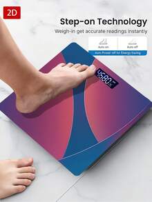1pc Blue Purple Streamlined Body Weight Scale/Suitable For Small Scale, Home Scale, Portable Scale, Compact Scale, Bathroom Scale/Easy To Use/Max Capacity 400lbs/180kg, Tempered Glass Surface, Temperature Detection, Uses AAA Batteries (Not Included) - Multicolor - View 9