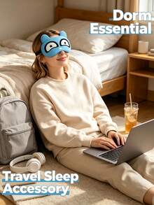 1PC Funny Blue Cartoon Monster Sleep Mask With Cute Character Design, Soft Comfortable Eye Cover For Sleeping, Travel, Nap And Gift - KB Style - View 1
