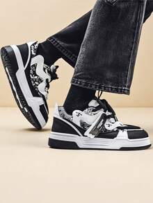 Lightweight Breathable Low-Top Casual Thick Sole Sneakers, Versatile Style For Men - Black - View 5