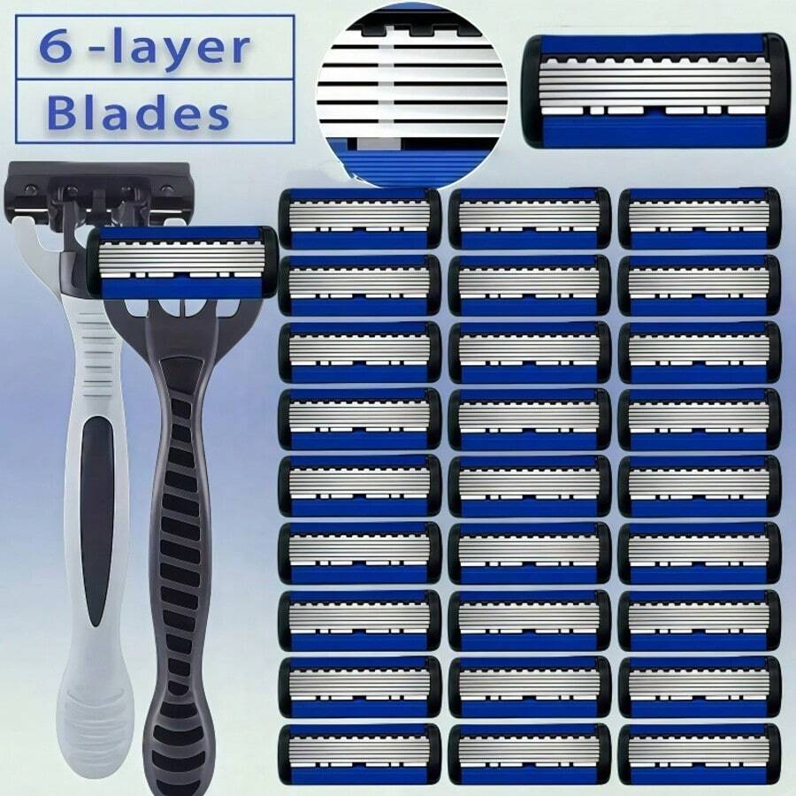 6-Layer Stainless Steel Shaver, Men's Classic Shaver Blade, Detachable And Reusable Shaver