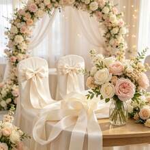 10 Yards/Roll Light Beige High-Density Matte Satin Ribbon, 0.6/5cm Wide Multi-Specification Gentle Champagne High-Gloss Satin Ribbon, Suitable For Wedding Chair Back Decoration, Party Favor Tie, Flower Packaging, DIY Bow Ribbon - Multiple Specifications - View 3