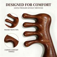 2Pcs Wooden Massage Comb Set, 5 Claw Scalp Massager And Round Teeth Head Massage Brush, Natural Wood Hair Scratcher For Head Neck Shoulder Daily Relax - Brown - View 6