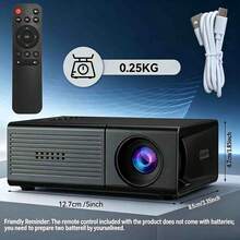 Portable Mini Projector, LCD Projector With Built-In Speaker And Remote Control, Compatible With IOS, Android, Windows And PS/4, Suitable For Movie Watching And Gaming USB Home Theater Projector - Black - View 12