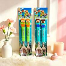 2pcs Cartoon Pixel Character Cutlery Set, 2-Piece Spoon And Fork, Cute Block Character Handle Utensils, Suitable For Party, Holiday, Dining, Gift Cutlery - 1set - View 7