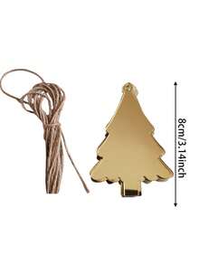 10pcs/Set Gold Mirror Christmas Tree Hanging Ornaments, Acrylic Christmas Tree Shaped Pendant With Rope, Reflective Mirror Hanging Decor, Suitable For Christmas Tree, Window, Wall Decoration, Winter Holiday Home Indoor Party Decor, New Year Photo Backdrop Hanging Ornament - A - View 4