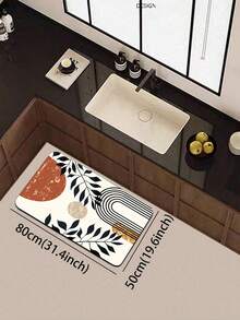 1pc Nordic Abstract Plant Geometric Diatom Mud Mat, 3.5mm Kitchen Anti-Slip Mat Indoor Rug, Suitable For Kitchen, Bathroom, Living Room, Hallway, And Outdoor Garden Decoration - Multicolor - View 17