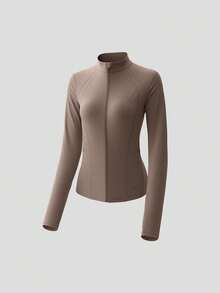 Jaket Pelindung Matahari Cepat Kering Pendingin Wanita Beneunder (Potongan Ramping, Kerah Tegak) AL013 - Coklat - View 8
