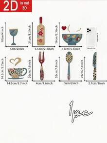 7/1pc Creative Wooden Wall Decor Set, Includes Fork, Home Wall Decor, Coffee Cup And Wine Glass Design! Suitable For Kitchen, Cafe, Restaurant, Bar Wall Decoration, Creative Background, Home Decor Sign, Housewarming And Holiday Gift - Multicolor - View 15