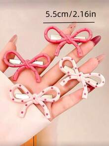 20/10pcs Multi-Color Polka Dot 3D Bow Crocodile Hair Clips, Durable And Non-Damaging, Suitable For Daily Wear, Dating, Vacation, School - Multicolor - View 3