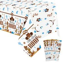 3pcs/1pc Western Cowboy Birthday Party Tablecloth Decoration, 108*54 Inch, Plastic Rectangular Disposable Western Cowboy Rodeo Party Tablecloth, Boy Baby Shower Party Decoration - Multicolor - View 8