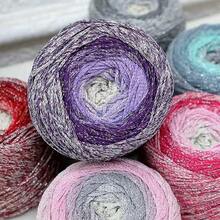200g Galaxy Gradient Glitter Yarn, Handmade Crochet Material, Cotton Yarn, Gradient DIY Round Hollow Cotton Yarn For Bags - 1 Piece - View 5