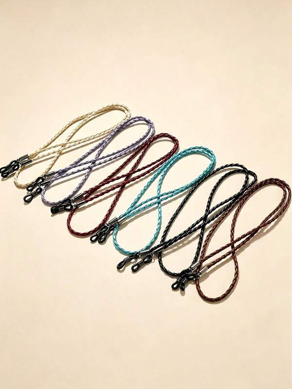 6pcs Premium Faux Leather Eyeglass Straps - Adjustable, Durable Glasses & Reading Glasses Lanyards In Assorted Colors With Metal Clasps