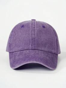 1pc Unisex Vintage Curved Brim Washed Baseball Cap, Solid Color Design, Simple Daily Versatile Item - Multicolor - View 8
