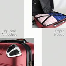 Equipaje Rígido ABS 20 Pulgadas Maleta de Cabina, Asa Telescópica 3 Niveles y Esquineros Antigolpes, Perfecta para Adultos en Viajes Aéreos y Salidas Escolares - Rojo - Ver 5