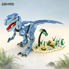 630+PCS Collector Grade Dinosaur Building Blocks Model, Articulated Blue Velociraptor With Jungle Landscape Base, ABS Material STEM Assembly Display Decor Gift, Suitable For Jurassic Blue Dinosaur Building Blocks Set, DIY Assembly Toy For Teenagers And Adults - Multicolor - View 7
