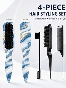 1pc Smooth Back Comb Set, Suitable For Creating Smooth Ponytail Bun, Smoothing Frizz, Controlling Hairline, Backcombing And Volumizing Styling. Wide-Tooth Comb Head Convenient For Sectioning And Parting. Suitable For Hair Salons, Beauty Parlors, Travel And Beauty Care - Multi-color - View 15