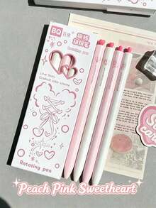 1/4pcs 3D Clover Butterfly Round Ballpoint Pens, Heart Star Rotating Twist Neutral Pens, Minimalist Morandi Color Rotating Ink Core, Smooth Black Ink, Student Study Gift Stationery Box, Office And School Supplies, Back To School Gift For Friends - Multicolor - View 13