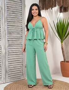 Women Two-Piece Outfits - 薄荷綠 - 查看 2