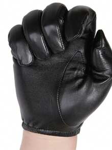 Men's Touchscreen Leather Gloves For Autumn And Winter. Thermal-Lined And Thickened For Warmth And Cold Protection. Full Palm Touchscreen Control For Mobile Phones. Soft And Fits The Hands Well, Preventing Sweating. Versatile Black Full-Finger Gloves For Outdoor Activities, Driving, Cycling, And Commuting. - PU Gloves - View 6