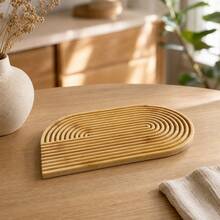 33x20cm Wood Irregular Round-Edge Wavy Board, Decorative Serving Tray, Kitchen & Dining Storage, Random Color - View 2