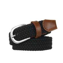 1pc Casual Elastic Braided Belt, Silver Buckle, Suitable For Pants And Jeans, Multiple Colors Available: Pink, Camel, Beige, Black, Coffee - Black - View 9