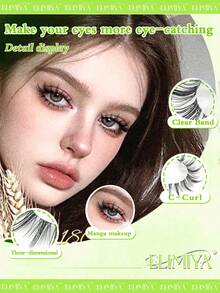 7 Pairs Natural Full Volume False Eyelashes, Transparent Stem, Fluffy & Delicate, Suitable For Daily Wear Manga Eyelashes, Travel Essential - Black - View 4