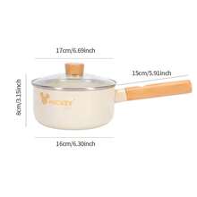 Mesuca Cooking Milk Pot Officially Licensed Disney Cartoon Print Cream Color Ceramic Non-stick Coating Wooden Handle No Fluorine Small Soup Pot 1 Piece - 杏色 - 查看 7