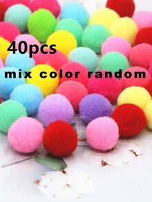 40/100pcs Colorful High Elasticity Polyester Plush Balls DIY, Random Colors - Multicolor - View 14