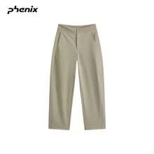 +Phenix Woven Long Pants Spring/Autumn Unisex Loose Casual Curved Design - Linen Brown - View 1