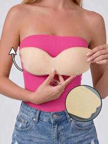 1pc Seamless Silicone Nipple Cover, One-Piece Natural Lift, Suitable For All Outfits - Apricot - View 2