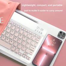 Teclado Bluetooth Ultra Delgado y Ligero para iPad, Combo de Teclado y Ratón Inalámbrico Silencioso Recargable, Batería de Larga Duración de 30 Días en Espera, Set Portátil Mini para Viajes, Trabajo y Aprendizaje, Compatible con Tabletas iOS y Android - Ver 3