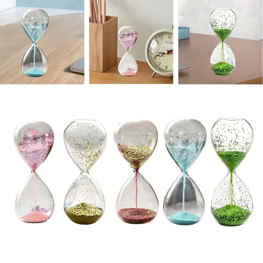 Temporizador de arena Reloj de arena Temporizador de yoga para el hogar Reloj de arena de cristal brillante Temporizador de arena para dormitorio Sala de estar Regalo de vacaciones defectuoso para niños - Amarillo 5 minutos - Ver 1