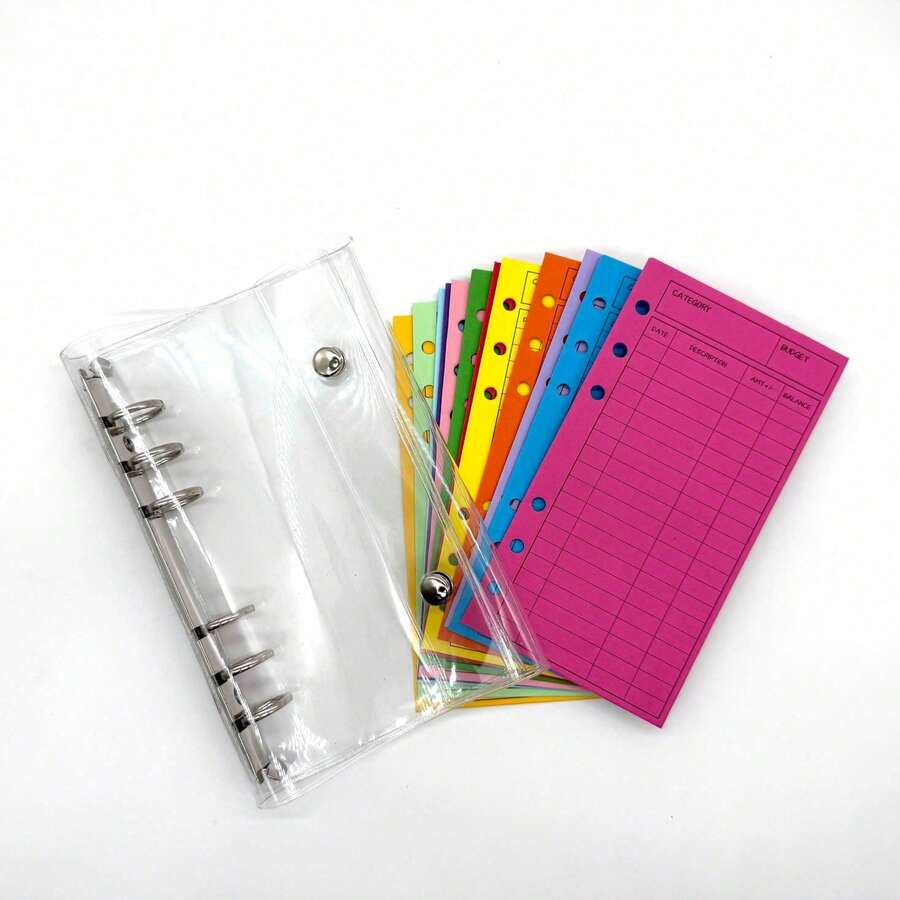 Colorful Cash Envelope Budgeting Set - Envelope Budget Planner, A6 Budget Binder, Cash Envelope System, Transparent PVC Binder With 12 Budget Envelopes, Money Organizer Wallet, Expense Tracking, Savings Binder, Bill Organizer, Women And Family Budget Planning - Rich and Colorful - View 1