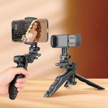 1PC 360° Rotating And Anti-Shake Design Phone Tripod Accessory, Sturdy And Durable Portable Stand With Adjustable Clamp, Universal Tripod Mount For Live Streaming And Smartphone Photography - Black - View 2