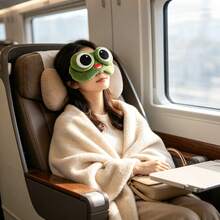 Cute Cartoon Skin Friendly 3D Frog Cartoon Design, Adjustable Elastic Strap, Light Blocking, Ice Application To Relieve Eye Fatigue, Suitable For All Seasons Of Sleep, Eye Mask, Sleep Travel Essentials Travel Eye Mask Sleep Mask University Essentials - Multicolor - View 9