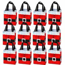 18 Pack Christmas Gift Bags, Santa Suit Holiday Gift Bags With Black Handles, Red Christmas Party Favor Bags For Gift Wrapping, Xmas Parties And Holiday Decorations - Red - View 10