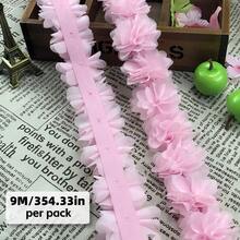 1米/39.37英寸3D雪纺蕾丝花，手持花卉装饰，适用于鞋子、帽子、服装DIY，也可作为服装配饰和泳装装饰。 - 粉色 - 查看 9