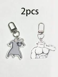 2D Cat & Mouse Acrylic Keychain, Funny Animal Shaped Bag Charm, Cute Car Key Pendant, Backpack Accessory, Earphone Case Accessory, Gift For Friends - Multicolor - View 10