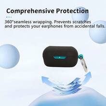 JLab JBuds Cover, Earphone Protective Cover(With Carabiner+ Lanyard+ Cleaning Pen) Drop-Proof, Shock-Proof, Dust-Proof, Nothing JLab JBuds Black) - Multicolor - View 3