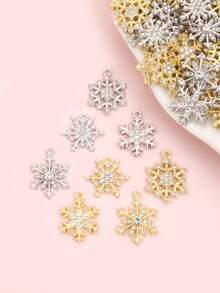 10pcs Exquisite Shiny Snowflake Design Alloy Charms For DIY Temperament Necklace Bracelet Earrings Keychain - Christmas Day, Xmas Tree, New Year Decor - Delicate Snowflakes - View 2