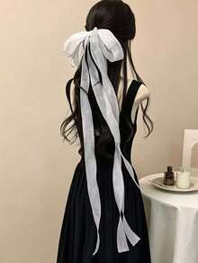 1pc Women's Elegant Layered Ribbon Bow Hair Clip, Extra Long Flowing Tassel, Spring Hair Accessory - Multicolor - View 6