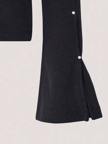 Adidas Originals Women's P TEE LS Long Sleeve Knit Collarless T-Shirt TKS2381 - Black - View 5