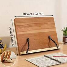 Soporte de Lectura Ajustable en Madera 8 Niveles de Altura, Diseño Vintage y Ergonómico Soporte Plegable para Escritorio con Clip Ultraelástico (Compatible con Libros, Tablets, Laptops y Dibujo a Mano) para lectura prolongada, estudio, trabajo remoto o sketching creativo.Fabricado en madera natural resisten - Veta de nogal pequeña - Ver 2