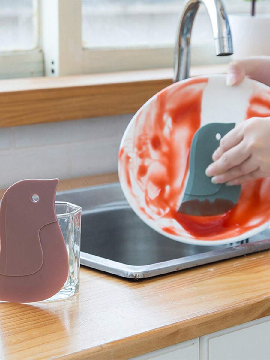 Oil Scraper, Penguin Design Soft Silicone Kitchen Tool, For Removing Oil Stains And Baking Use - Multicolor - View 1
